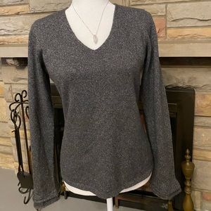 Ann Taylor gray cashmere v-neck sweater top